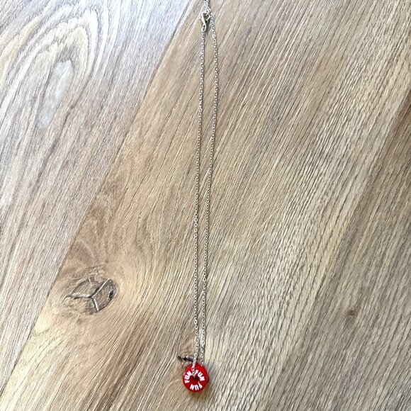 Red Pendant Fun Necklace On Silver Chain - Picture 1 of 3